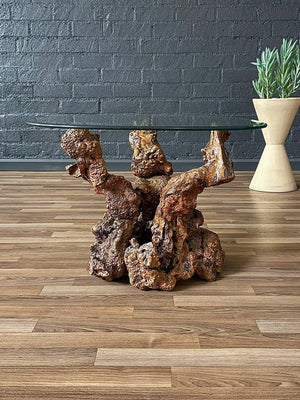 Mid-Century Modern Free-Form Root & Glass Side Table, c.1960’s
