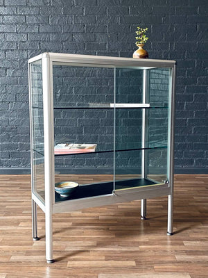 Vintage Post Modern Aluminum & Glass Bookcase Shelf Unit, c.1980’s