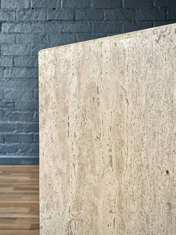 Vintage Post Modern Travertine Stone Pedestal Table, c.1970’s