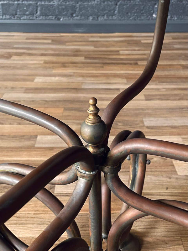 Vintage French Art Nouveau Brass Side Table w/ Scrollwork Base, c.1950’s
