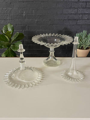 Antique Victorian Ruffled Art Glass Centerpiece, c.1920’s