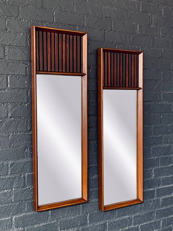Pair of Mid-Century Modern “Tower Suite” Rosewood & Pecan Mirrors by Lane, c.1970’s