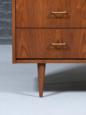 Mid-Century Modern 6-Drawer Walnut Dresser w/ Brass Pulls, c.1960’s