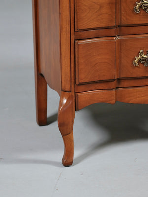 Pair of Vintage French Provincial Cherry Wood Night Stands w/ Brass Handles, c.1960's