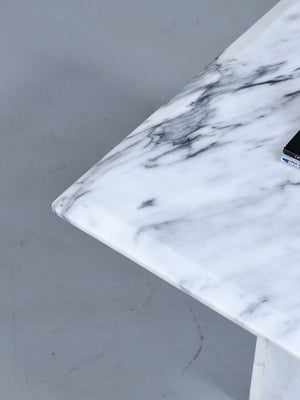 Pair of Postmodern Carrara Marble Pedestal Side Tables, c.1980’s