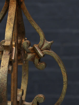 Vintage Spanish Revival Gilt Wrought Iron Scrollwork Table Lamp, c.1950’s