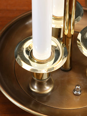 Pair of Vintage Brass Bouillotte Candlestick Style Table Lamps, c.1970's