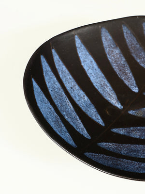 Signed Post Modern Glazed Ceramic Pattern Leaf Bowl, c.1980's