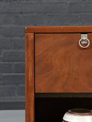 Pair of Mid Century Modern Walnut Night Stands w/ Drop Down Bookcase, c.1960’s