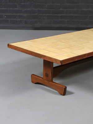 Mid-Century Modern Butter Yellow Ceramic Tile Coffee Table, c.1970’s