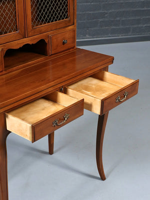 French Provincial Style Secretary Desk w/ Lattice Doors, c.1960's