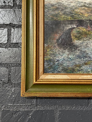 Vintage Landscape Painting of Sligachan Bridge, Scotland – Signed D.S. Duncan, 1971