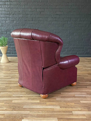 Ethan Allen Burgundy Leather Chesterfield Reclining Chair
