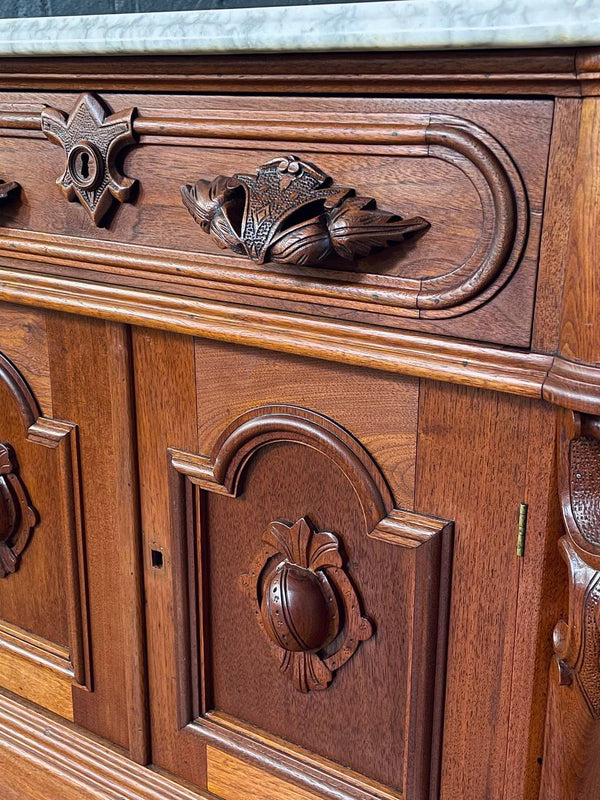 Antique American Walnut & Marble Top Cabinet, c.1900’s