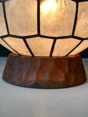 Vintage Capiz Lotus Leaf Shell & Brass Table Lamp, c.1970’s