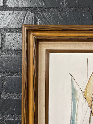 Mid-Century Modern Sailboat Fleet Oil Painting by Alfred B. - Signed Original