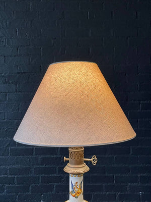 Pair of Italian Majolica Hand-Painted Table Lamps w/ Mythological Motifs, c.1950s