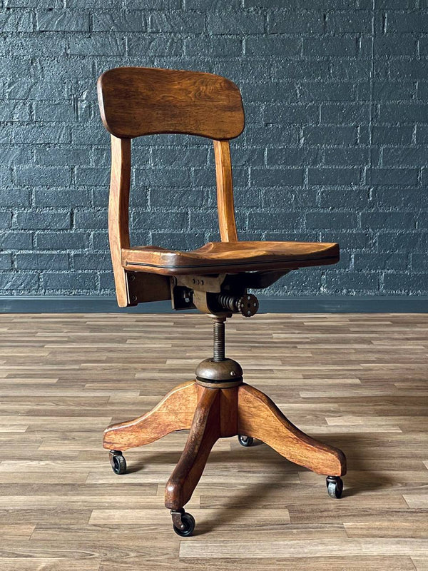 American Maple Swivel Banker’s or Typist Office Chair, c.1950’s