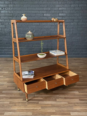 Mid-Century Modern 4-Tier Sculpted Walnut Bookshelf, c.1960’s