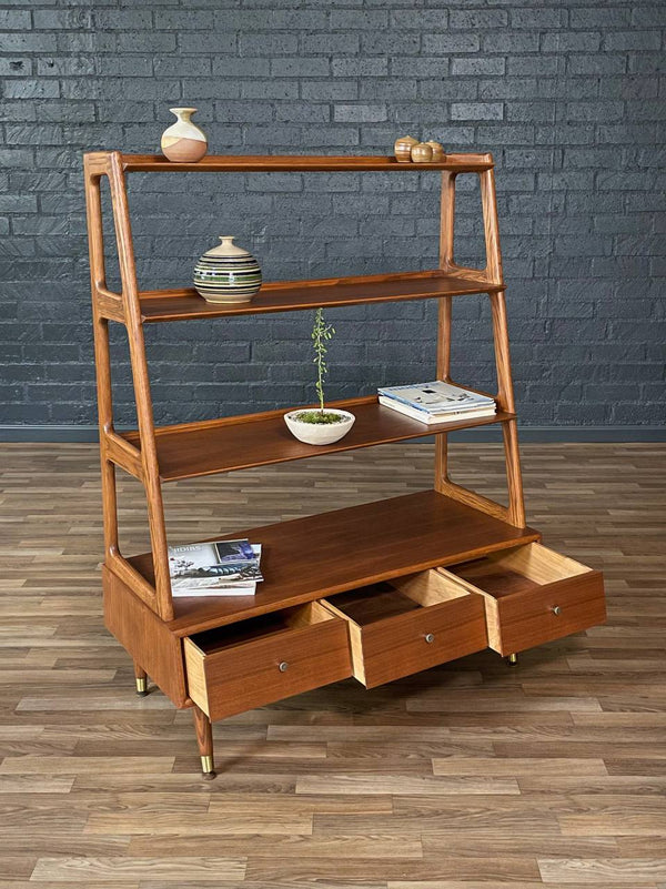 Mid-Century Modern 4-Tier Sculpted Walnut Bookshelf, c.1960’s