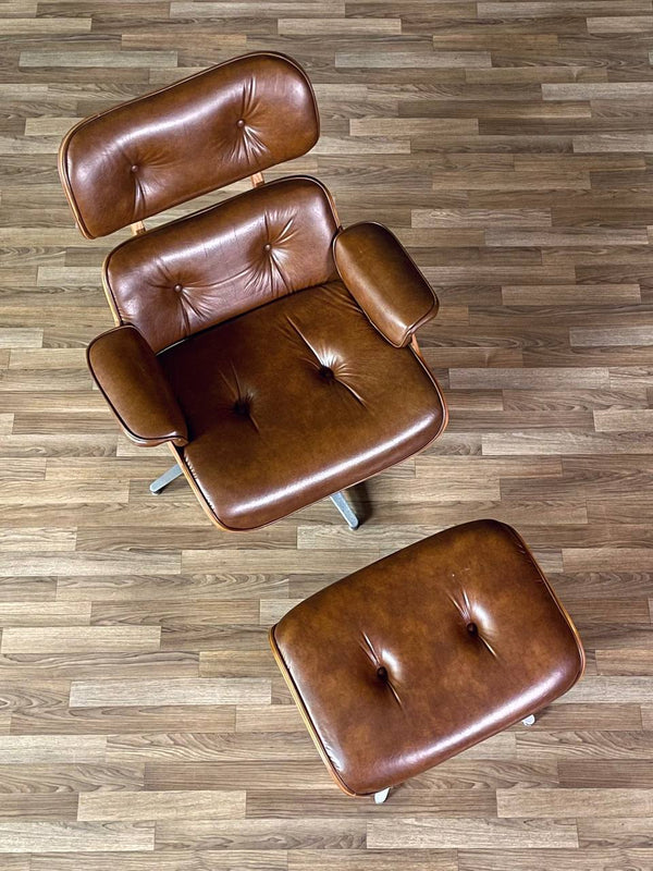 Mid-Century Modern Eames Style Oak Lounge Chair w/ Ottoman, c.1970’s
