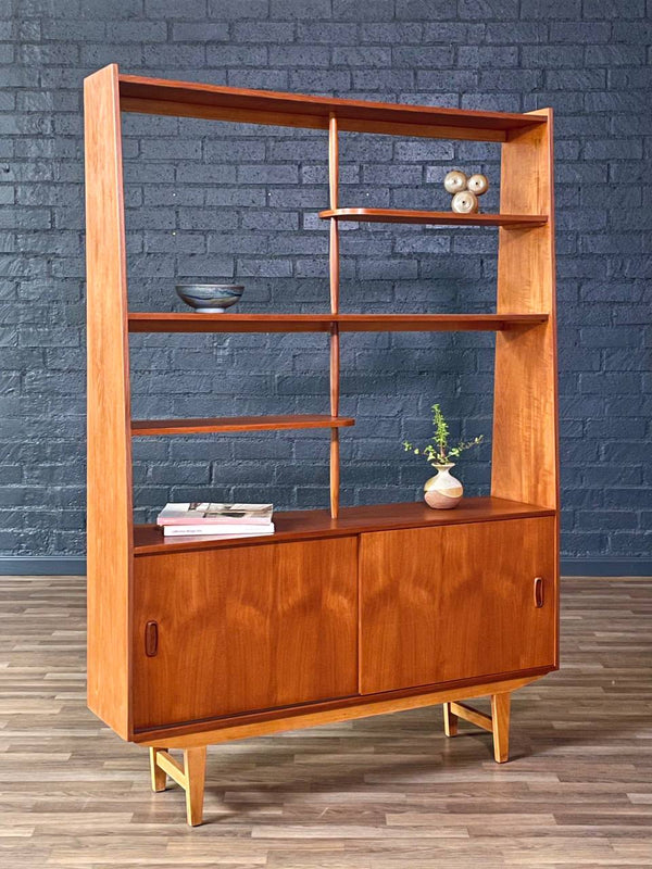 Mid-Century Modern Teak Bookshelf Room Divider Shelving Unit, c.1960’s