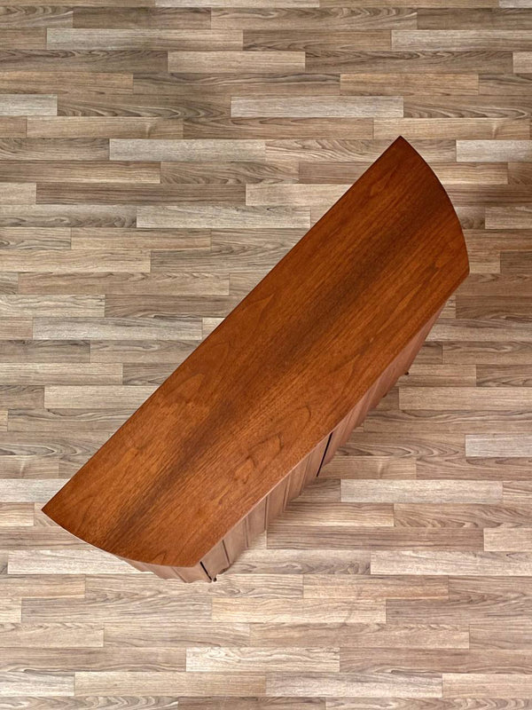 Mid-Century Modern Sculpted Walnut Bow-Front Cabinet, c.1960’s