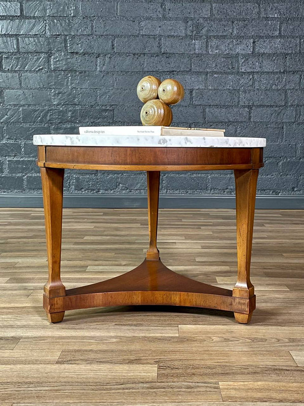 Mid-Century Carrera Marble & Walnut Side Table, c.1960’s