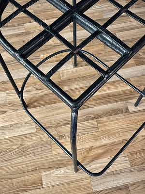 Pair of Post Modern Memphis-Style Wrought Iron Barstools w/ Flame Backrest, c.1980s