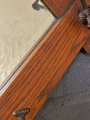 Antique Arts & Craft Mission Oak Coat Hanger Wall Mirror, c.1920’s