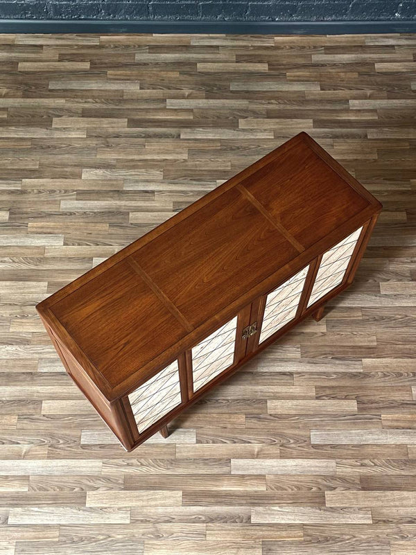 Mid-Century Modern Credenza w/ Travertine Stone & Bi-Folding Doors, c.1960’s