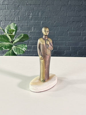 Egyptian Style Brass & Marble Figurative Sculpture