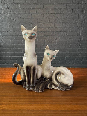 Vintage Twin Siamese Cat Porcelain Lamp by Lane & Co, c.1950’s