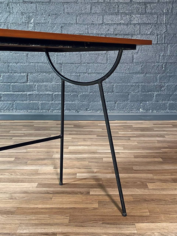 Mid-Century Modern Floating Top Iron & Walnut Writing Desk, c.1950’s