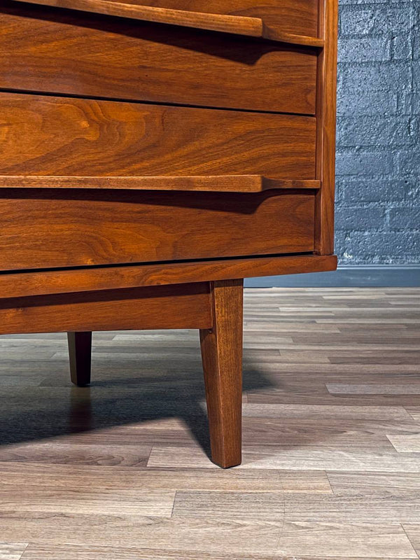 Mid-Century Modern 9-Drawer Sculpted Walnut Dresser, c.1960’s