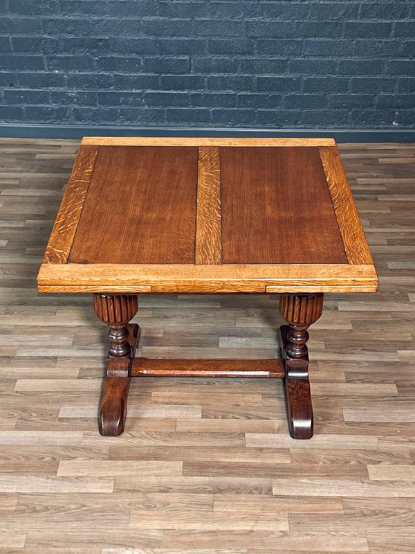 American Arts & Crafts Tiger Oak Draw-Leaf Dining Table, c.1920’s