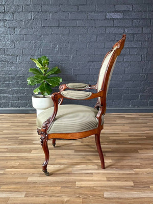 Victorian Rococo Revival Carved Walnut Armchair, c.1940’s
