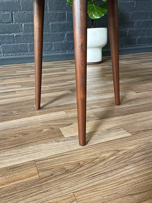 Mid-Century Modern Walnut Tripod Side Table w/ Travertine Marble Stone,c.1960’s