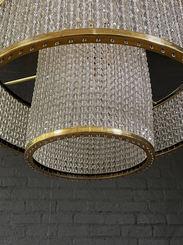 Mid-Century Modern Crystal & Brass Tier Chandelier, c.1960’s