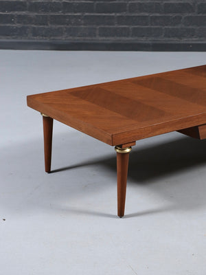 Mid Century Modern Walnut & Brass Coffee Table by American of Martinsville, c.1960's