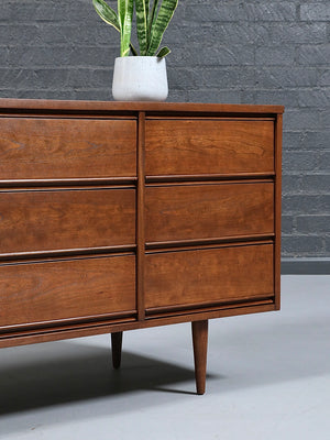 Mid-Century Modern 9-Drawer Walnut Dresser by Dixie, c.1960’s