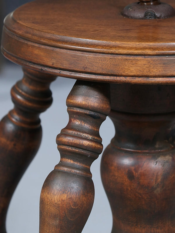 American Victorian Adjustable Piano Stool w/ Ball & Claw Glass Feet, c.1930’s