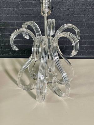 Hollywood Regency Sculptural Curved, Clear Lucite Table Lamp, c.1970's