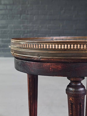 French Louis XVI Revival Breccia Marble & Brass Side Table, c.1940's