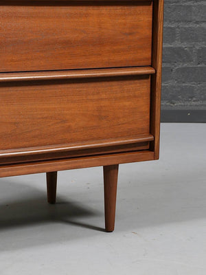 Mid Century Modern Walnut Highboy Dresser by Bassett Furniture, c.1960's