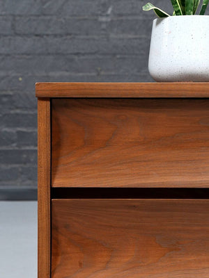 Mid Century Modern Sculpted Walnut Two-Drawer Nightstand, c.1960's