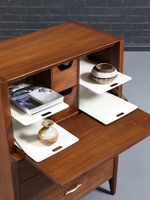 Mid-Century Modern “Profile” Highboy Dresser w/ Drop-Down Desk by John Van Koert for Drexel, c.1950’s