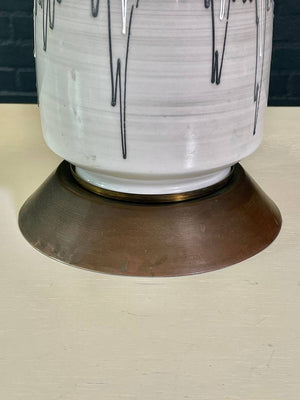 Mid Century Modern Abstract Glazed Ceramic Table Lamp with Brass Base, c.1950's