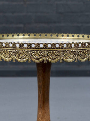 Pair of French Neoclassical Oak & Marble Side Tables, c.1960's