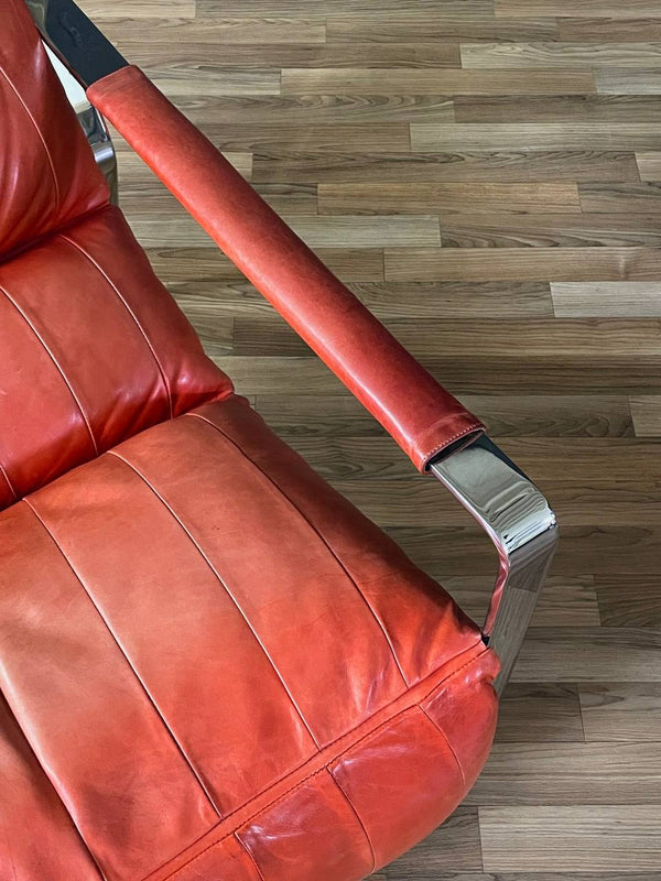 Pair of Mid-Century Modern Chrome & Leather Lounge Chairs, c.1970’s